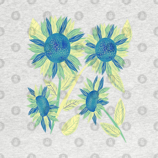 Sunflowers (Cyan) by RoxanneG